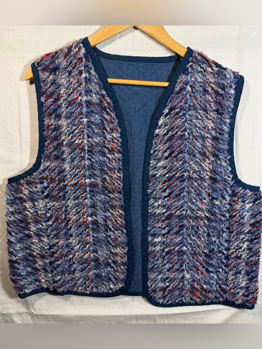 Handmade Art To Wear Women’s Navy Blue Textured Vest Size Large